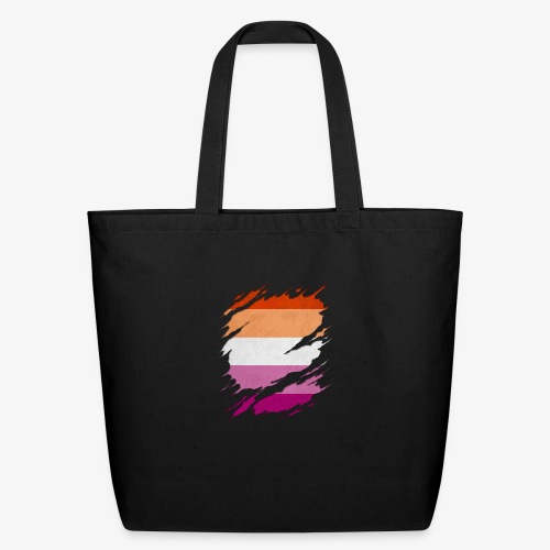 Lesbian Pride Flag Ripped Reveal - Eco-Friendly Cotton Tote