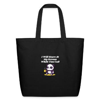 Will Stare At My Screen Introvert Funny Antisocial - Eco-Friendly Cotton Tote - black - Front