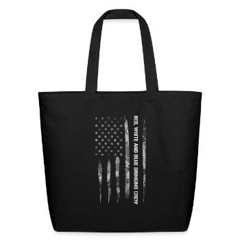 Red, White And Blue Drinking Crew - Eco-Friendly Cotton Tote - black - Front