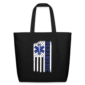 Paramedic USA Flag - Eco-Friendly Cotton Tote - black - Front