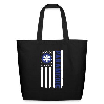 Paramedic USA Flag - Eco-Friendly Cotton Tote - black - Front