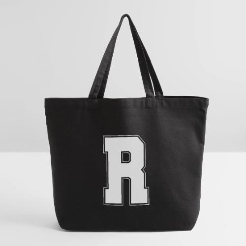 White Letter R – Varsity Alphabet Monogram - Eco-Friendly Cotton Tote