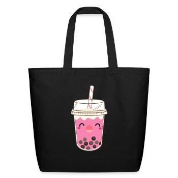 Pink Bubble Tea Boba Bubble Tea Kawaii - Eco-Friendly Cotton Tote - black - Front