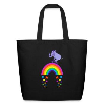 Kidcore Rainbow Elephant Bike Riding Gift Idea - Eco-Friendly Cotton Tote - black - Front