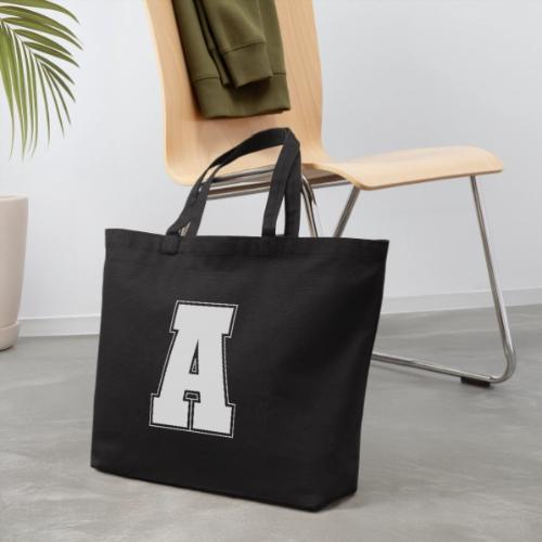 White Letter A – Varsity Alphabet Monogram - Eco-Friendly Cotton Tote