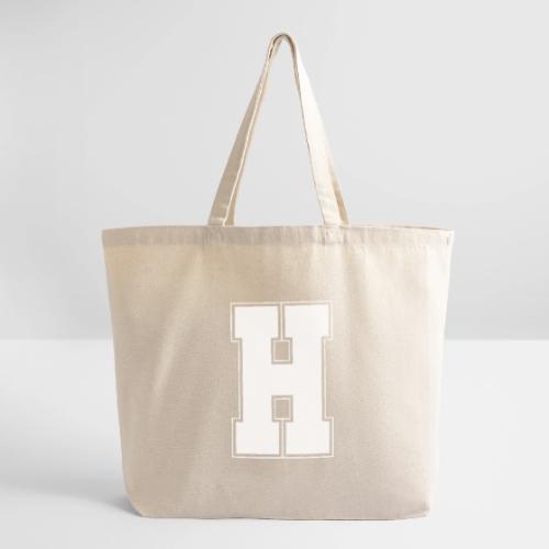 White Letter H – Varsity Alphabet Monogram - Eco-Friendly Cotton Tote