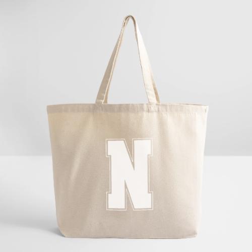 White Letter N – Varsity Alphabet Monogram - Eco-Friendly Cotton Tote