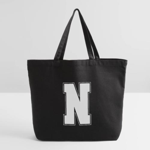 White Letter N – Varsity Alphabet Monogram - Eco-Friendly Cotton Tote