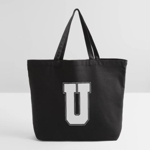 White Letter U – Varsity Alphabet Monogram - Eco-Friendly Cotton Tote