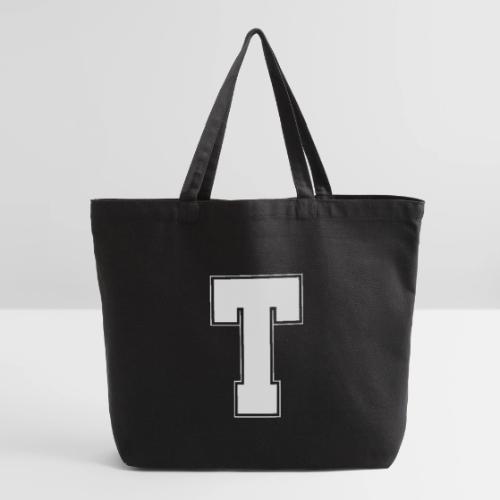 White Letter T – Varsity Alphabet Monogram - Eco-Friendly Cotton Tote