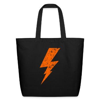 orange Bolt Lightning | Bolt Graphic T-Shirt - Eco-Friendly Cotton Tote - black - Front