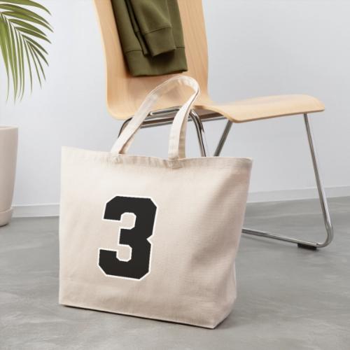 Varsity Number 3 Athletic Font - Eco-Friendly Cotton Tote
