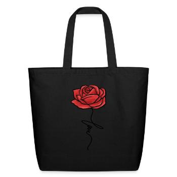 Red Rose Love - Eco-Friendly Cotton Tote - black - Front