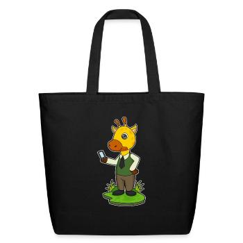 Giraffe With Mobile - Eco-Friendly Cotton Tote - black - Front