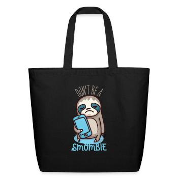 Smombie Sloth Bored Sloth With Mobile Phone - Eco-Friendly Cotton Tote - black - Front