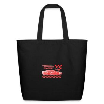 Red Speed Car Neon Sketch - Eco-Friendly Cotton Tote - black - Front