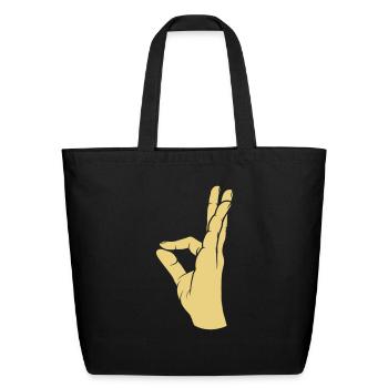Very tasty hand gesture - Eco-Friendly Cotton Tote - black - Front