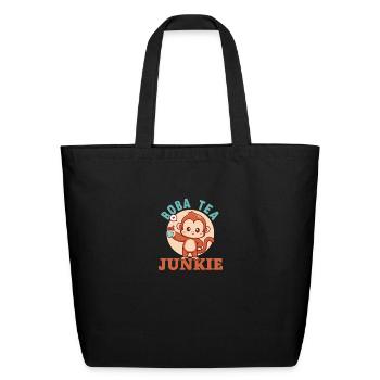 Bubble Tea Junkie, Bubble Tea Lover - Eco-Friendly Cotton Tote - black - Front