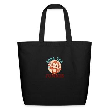 Bubble Tea Junkie, Bubble Tea Lover - Eco-Friendly Cotton Tote - black - Front