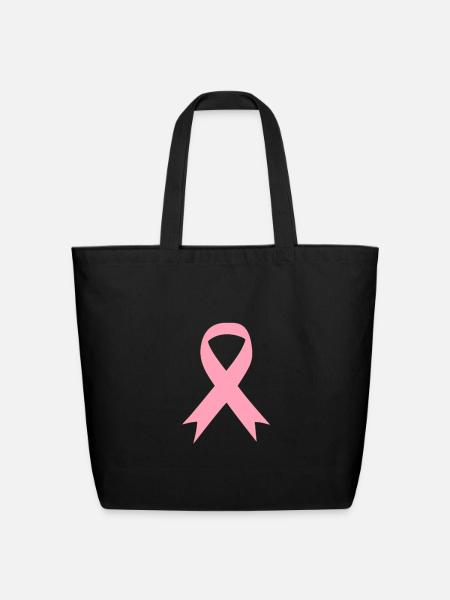 pink ribbon - Eco-Friendly Cotton Tote - black