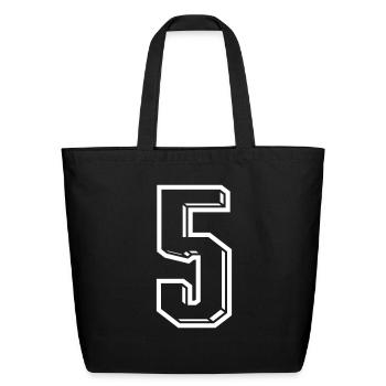 5 Years Jersey Number 5 - Number FIVE Back Number - Eco-Friendly Cotton Tote - black - Front