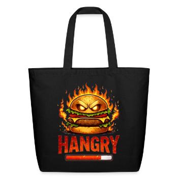 Hangry Flaming Burger - Eco-Friendly Cotton Tote - black - Front