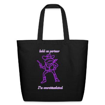 overstimulated cowboy frog - Eco-Friendly Cotton Tote - black - Front