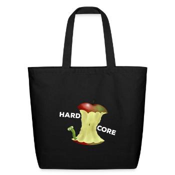 Apple core worm hard core - Eco-Friendly Cotton Tote - black - Front