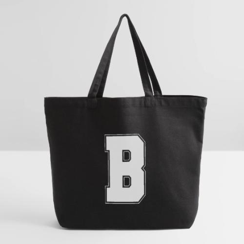 White Letter B – Varsity Alphabet Monogram - Eco-Friendly Cotton Tote
