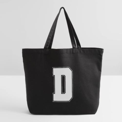 White Letter D – Varsity Alphabet Monogram - Eco-Friendly Cotton Tote