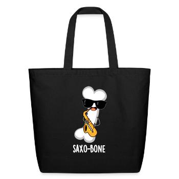 Saxo Bone Funny Bone Music Instrument - Eco-Friendly Cotton Tote - black - Front