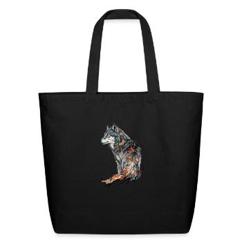 wolf give birth - Eco-Friendly Cotton Tote - black - Front