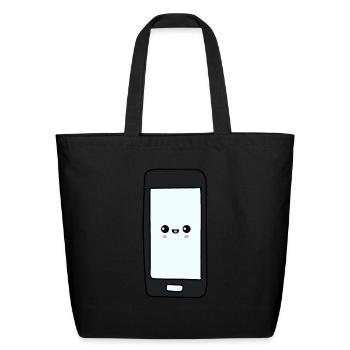 Cute kawaii mobile phone - Eco-Friendly Cotton Tote - black - Front