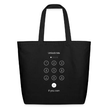 Unlock Me Challenge – Cool Minimal Lock Screen Art - Eco-Friendly Cotton Tote - black - Front