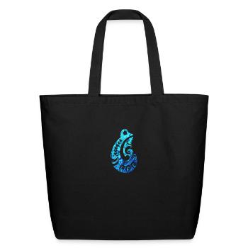 Maori Fishhook Hei Matau Tribal Tattoo Paua Shell - Eco-Friendly Cotton Tote - black - Front