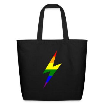 Rainbow Lightning Bolt - Eco-Friendly Cotton Tote - black - Front