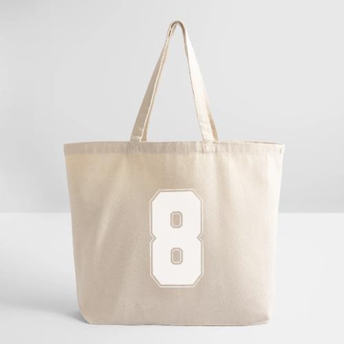 White Number 8 – Varsity Font - Eco-Friendly Cotton Tote