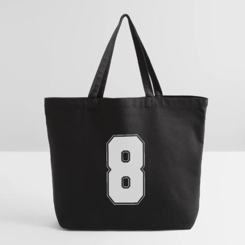 White Number 8 – Varsity Font - Eco-Friendly Cotton Tote