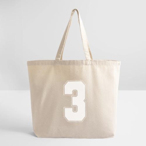 White Number 3 – Varsity Font - Eco-Friendly Cotton Tote