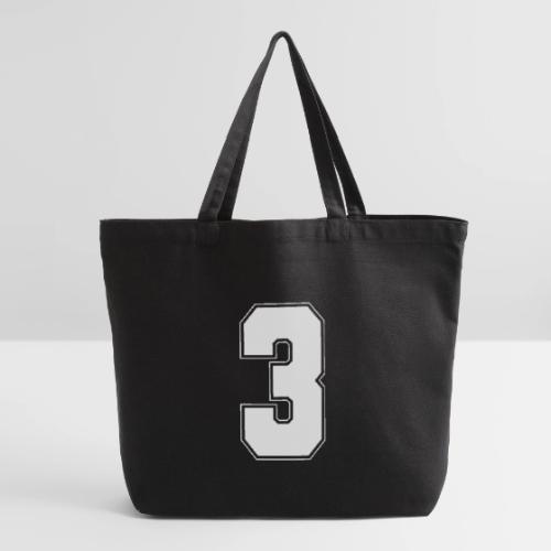 White Number 3 – Varsity Font - Eco-Friendly Cotton Tote