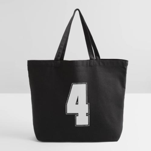 White Number 4 – Varsity Font - Eco-Friendly Cotton Tote