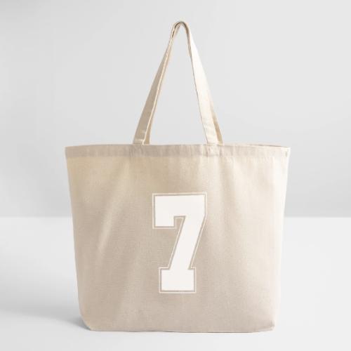 White Number 7 – Varsity Font - Eco-Friendly Cotton Tote