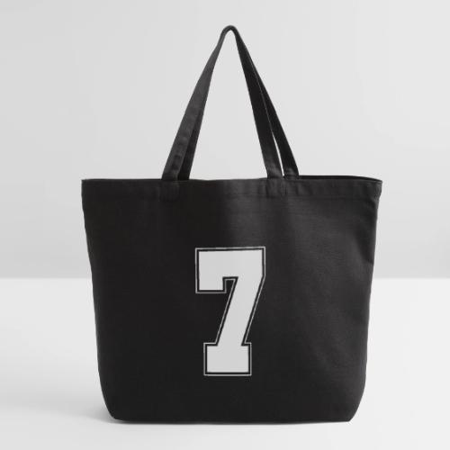 White Number 7 – Varsity Font - Eco-Friendly Cotton Tote