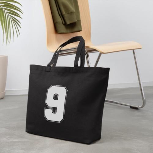 White Number 9 – Varsity Font - Eco-Friendly Cotton Tote