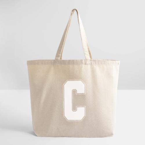 White Letter C – Varsity Alphabet Monogram - Eco-Friendly Cotton Tote