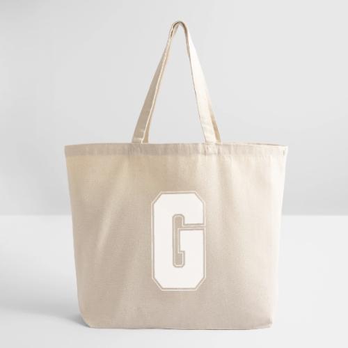 White Letter G – Varsity Alphabet Monogram - Eco-Friendly Cotton Tote