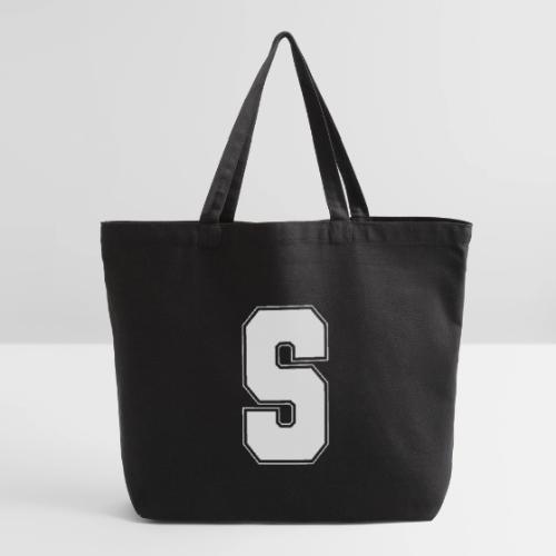 White Letter S – Varsity Alphabet Monogram - Eco-Friendly Cotton Tote