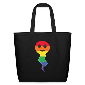trans gay pride ghost - Eco-Friendly Cotton Tote - black - Front
