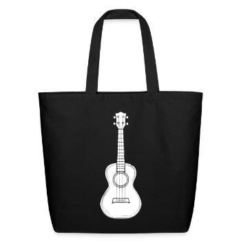Ukulele Instrument Drawing - Eco-Friendly Cotton Tote - black - Front