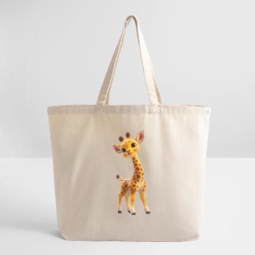 Adorable 3D Baby Giraffe with Big Eyes - Eco-Friendly Cotton Tote